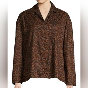 NEW Maison Du Soir Hendricks Oversized X-Small Cotton Button-Down Shirt Brown